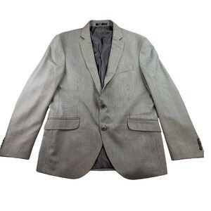 Kenneth Cole Reaction Blazer Jacket Men's Grey Micro Houndstooth Single Breasted